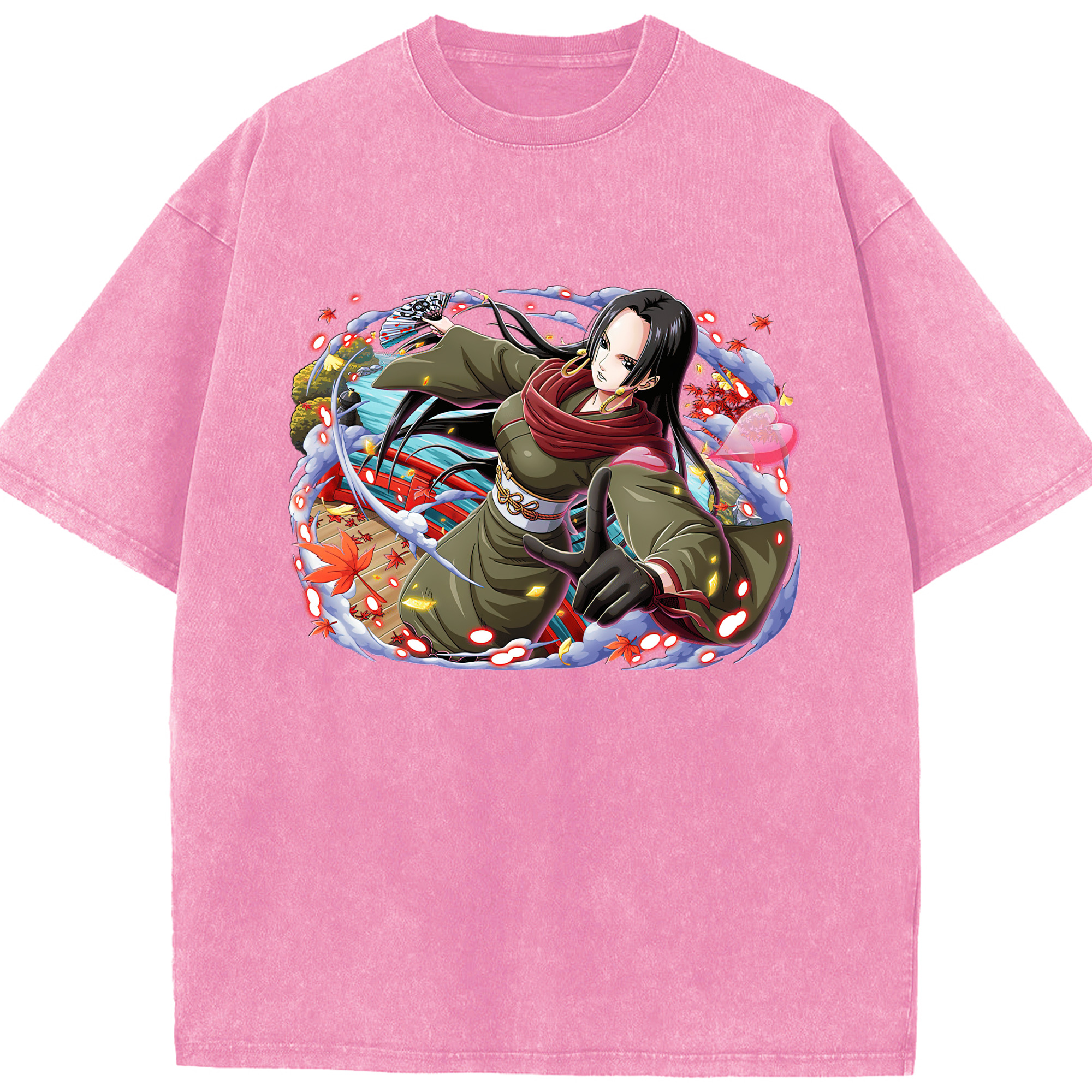 ワンピース ボア・ハンコック ONE PIECE Boa·Hancock 綿100% ヴィンテージ風 半袖Tシャツ（フロントプリント）